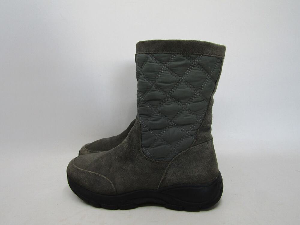 Lands End Womens Size 8 B Gray Suede Zip Mid Calf Fashion Boots
